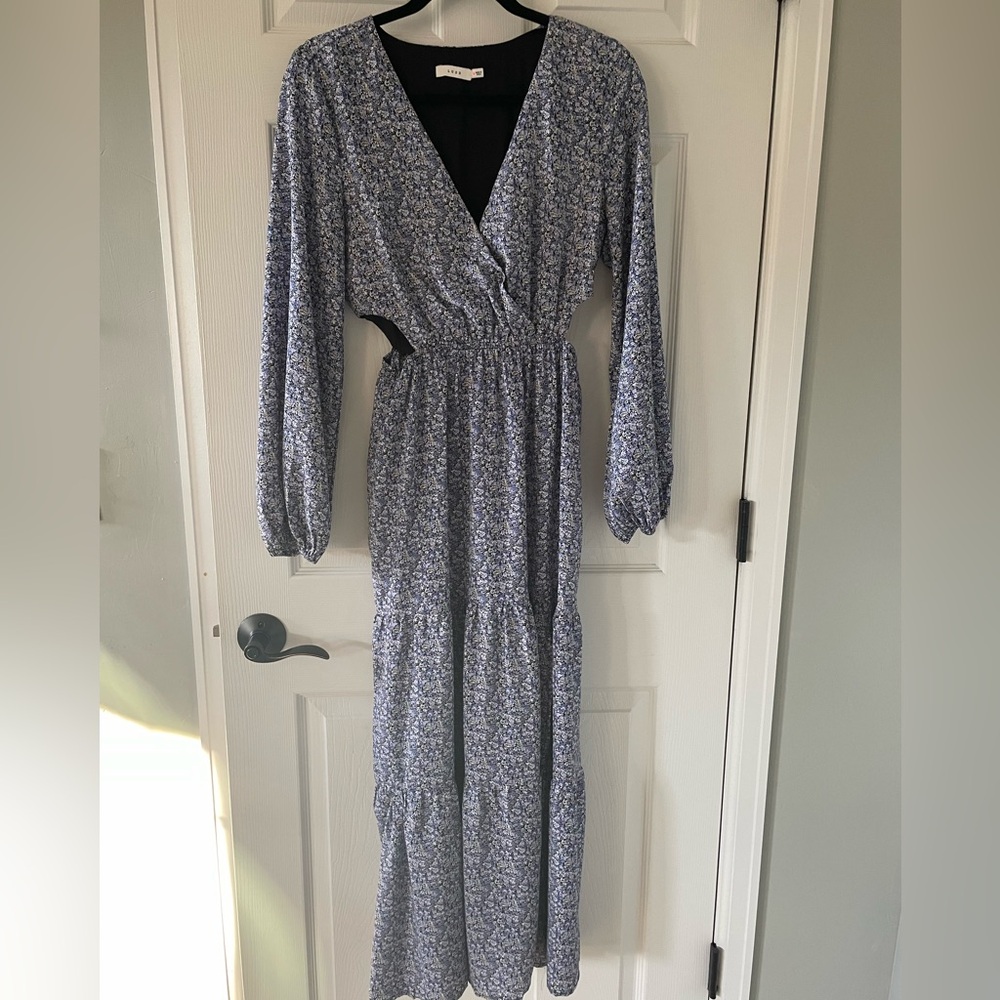 Floral print maxi dress with side cutouts